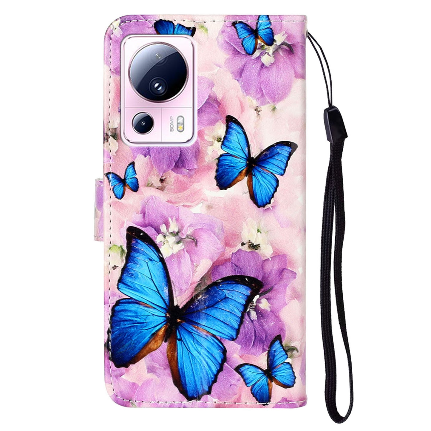For Xiaomi 13 Lite / Civi 2 5G PU Leather Phone Case Pattern Printing Folding Stand Wallet Cover with Strap