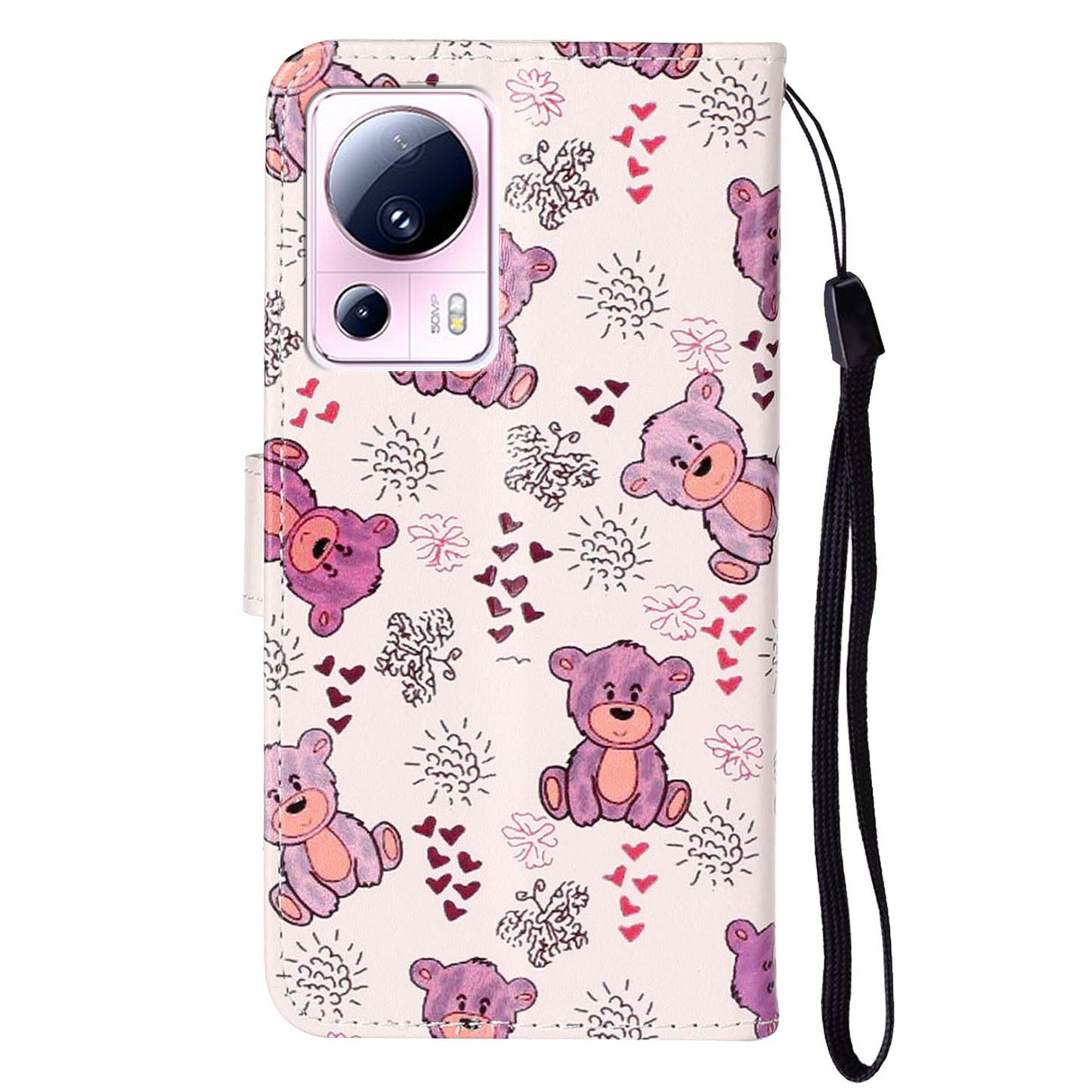 For Xiaomi 13 Lite / Civi 2 5G PU Leather Phone Case Pattern Printing Folding Stand Wallet Cover with Strap