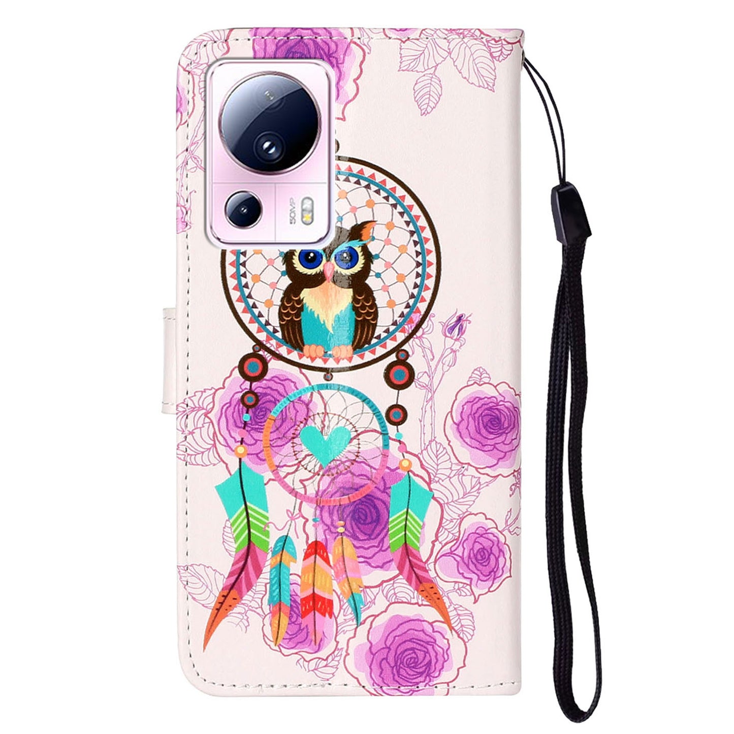 For Xiaomi 13 Lite / Civi 2 5G PU Leather Phone Case Pattern Printing Folding Stand Wallet Cover with Strap