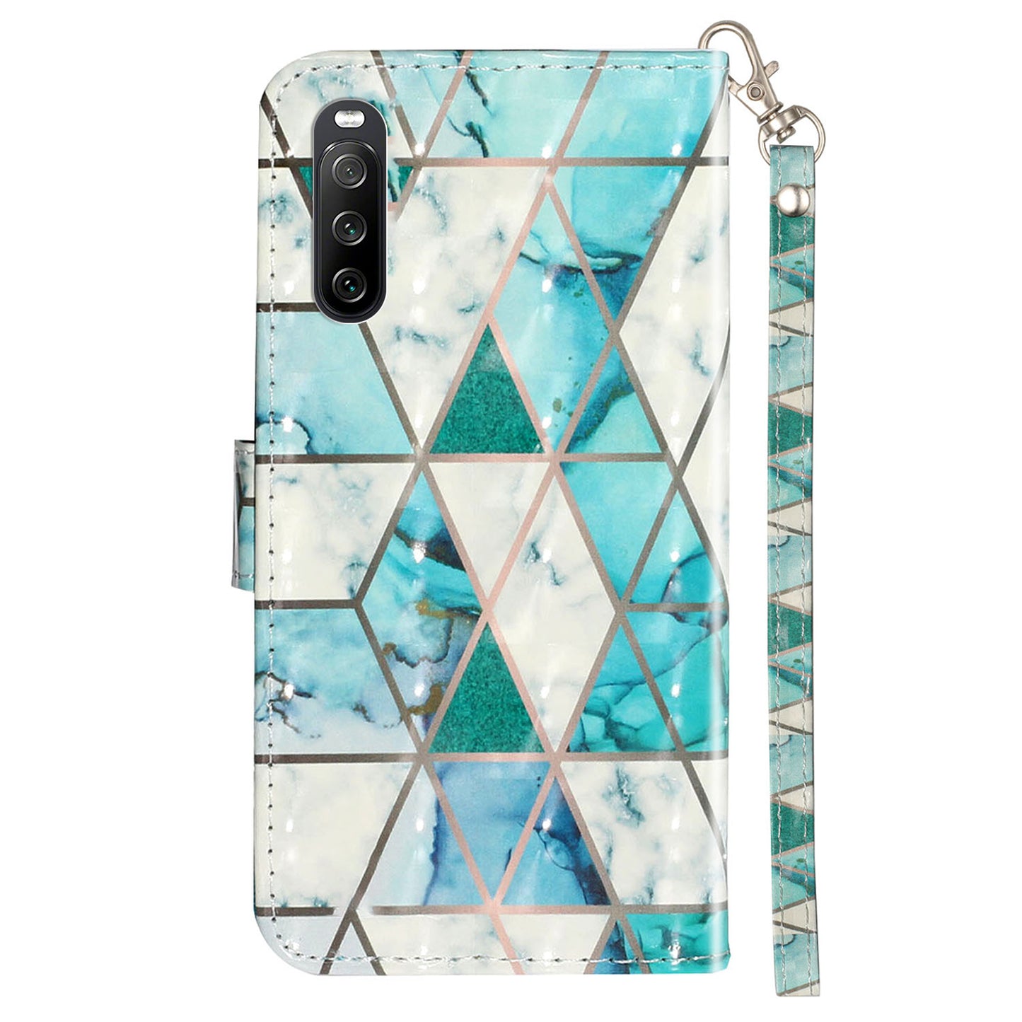 For Sony Xperia 10 V Phone Case 3D Pattern Printing Flip Stand PU Leather Wallet Drop-proof Cover with Strap