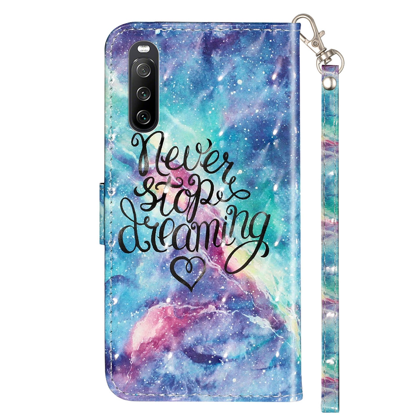For Sony Xperia 10 V Phone Case 3D Pattern Printing Flip Stand PU Leather Wallet Drop-proof Cover with Strap