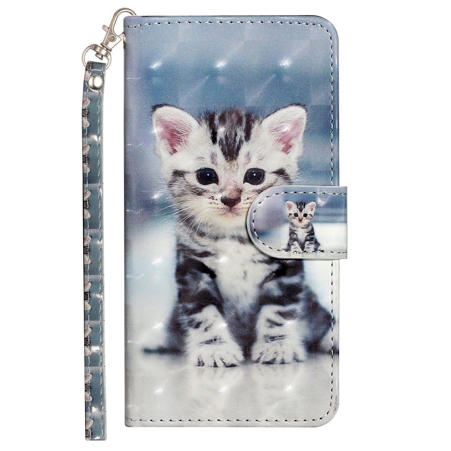 For Sony Xperia 10 V Phone Case 3D Pattern Printing Flip Stand PU Leather Wallet Drop-proof Cover with Strap