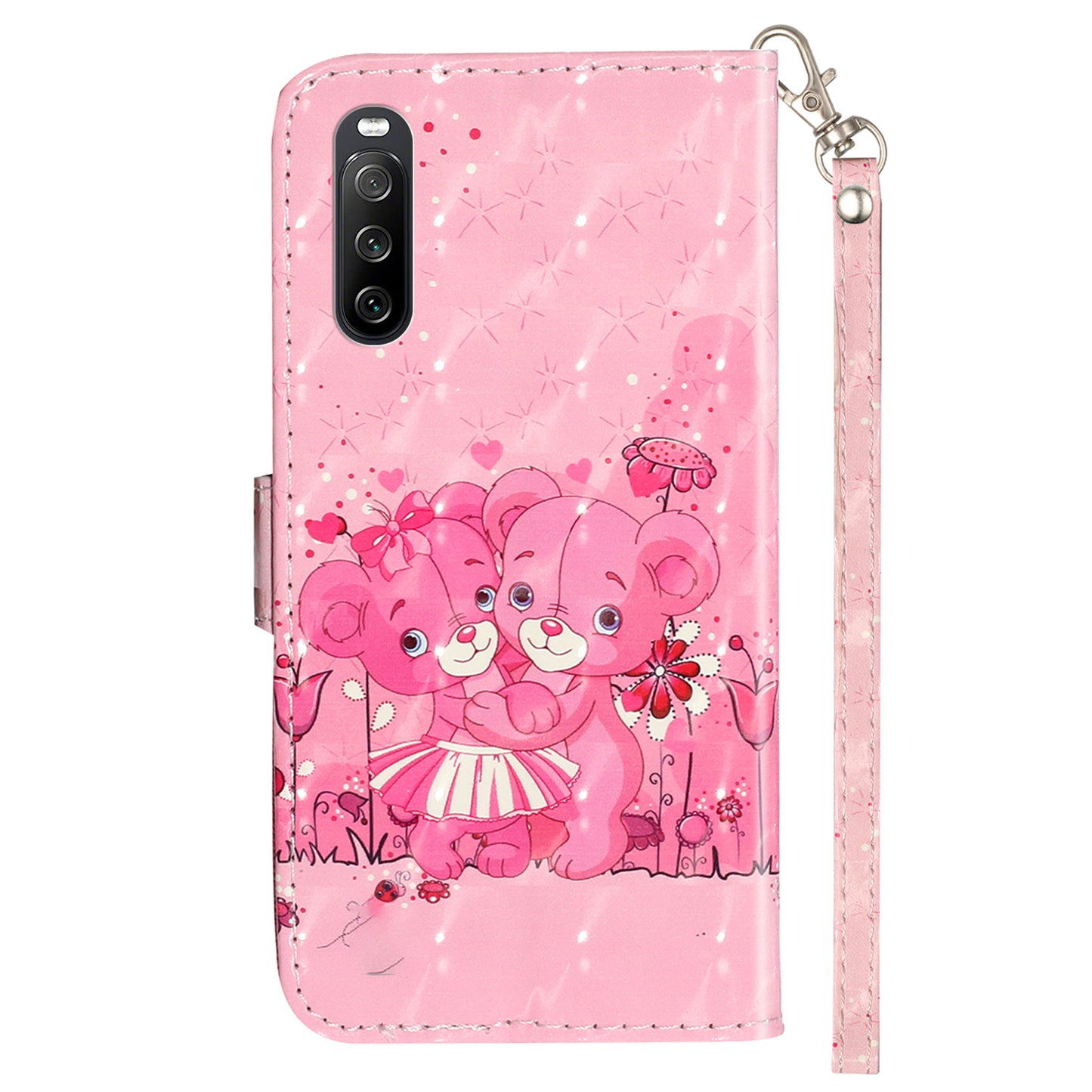 For Sony Xperia 10 V Phone Case 3D Pattern Printing Flip Stand PU Leather Wallet Drop-proof Cover with Strap