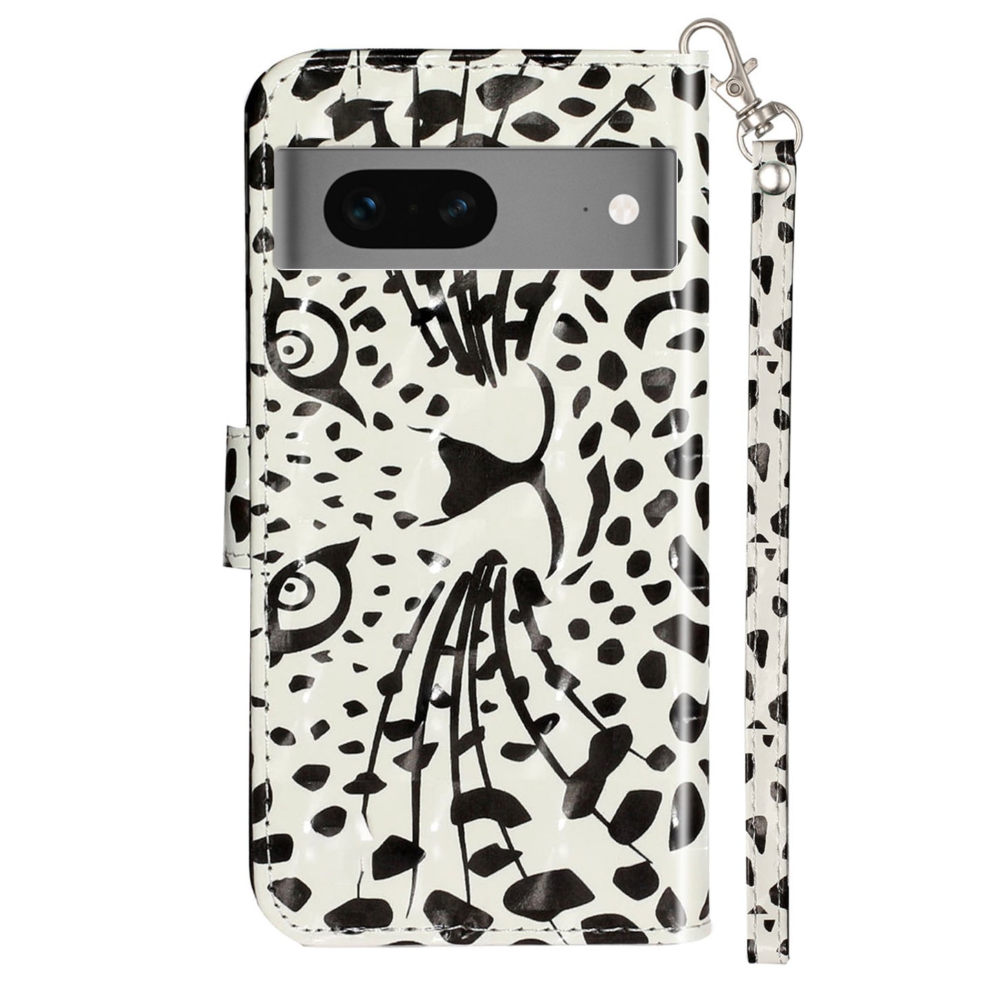 For Google Pixel 7 5G PU Leather Flip Wallet Case 3D Pattern Printing Stand Phone Cover with Strap