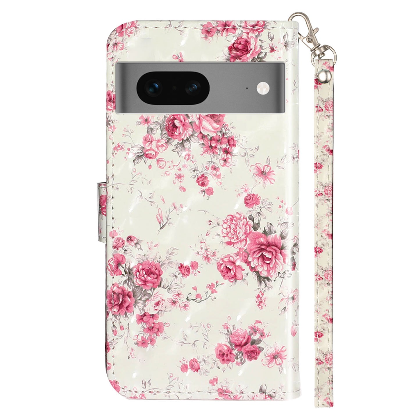 For Google Pixel 7 5G PU Leather Flip Wallet Case 3D Pattern Printing Stand Phone Cover with Strap