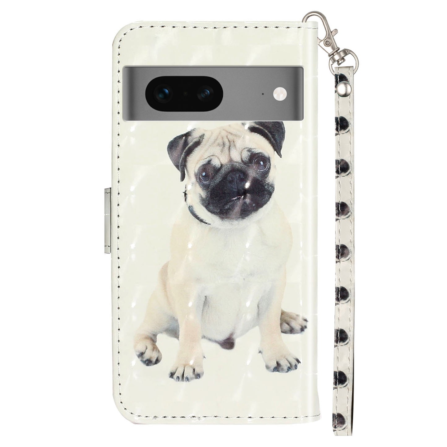 For Google Pixel 7 5G PU Leather Flip Wallet Case 3D Pattern Printing Stand Phone Cover with Strap