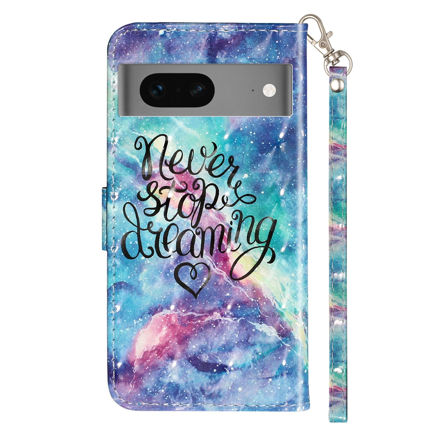 For Google Pixel 7 5G PU Leather Flip Wallet Case 3D Pattern Printing Stand Phone Cover with Strap