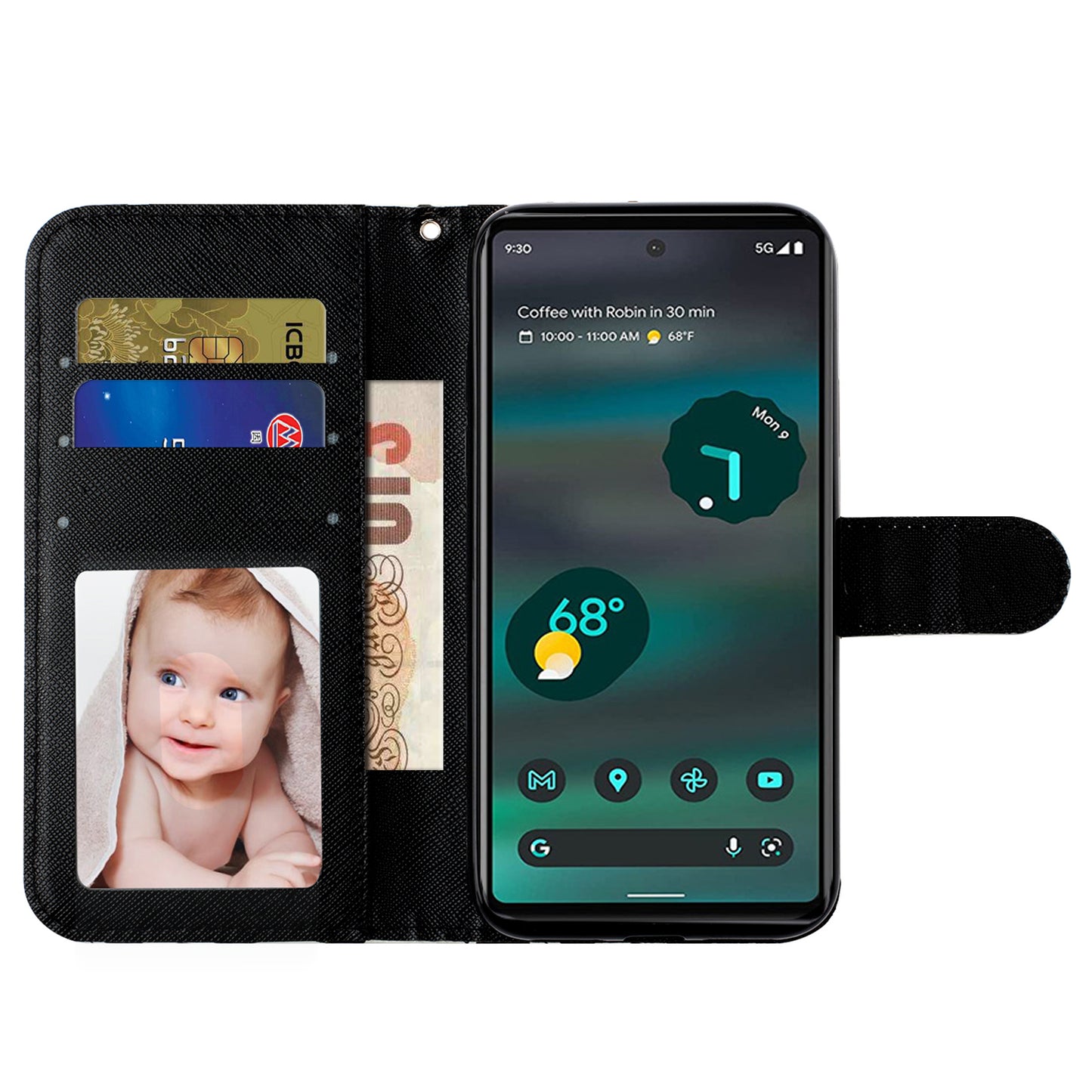 For Google Pixel 7 Pro 5G Flip Stand Phone Case 3D Pattern Printing PU Leather Wallet Phone Folio Cover with Strap