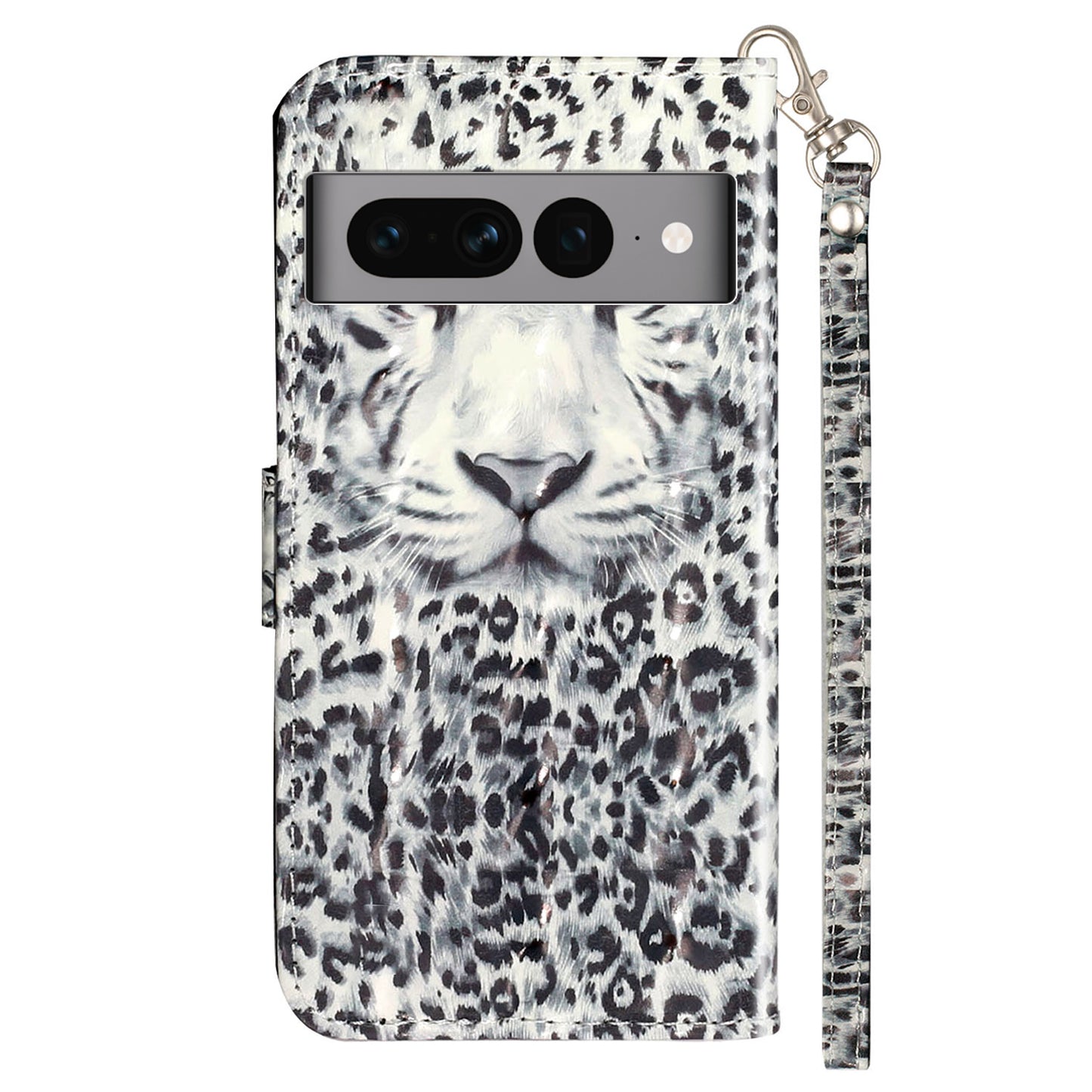 For Google Pixel 7 Pro 5G Flip Stand Phone Case 3D Pattern Printing PU Leather Wallet Phone Folio Cover with Strap