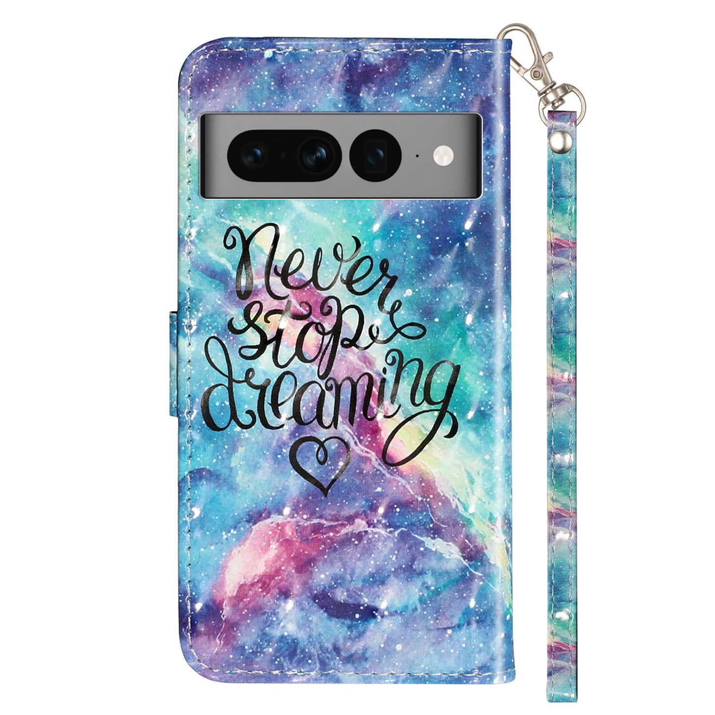 For Google Pixel 7 Pro 5G Flip Stand Phone Case 3D Pattern Printing PU Leather Wallet Phone Folio Cover with Strap