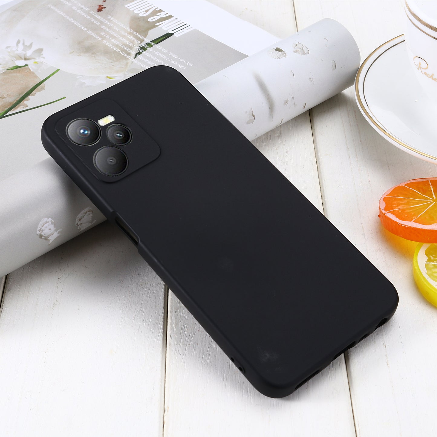 For Realme C35 4G / Narzo 50A Prime Drop Protection Phone Cover Liquid Silicone Soft Lining Phone Case with Strap