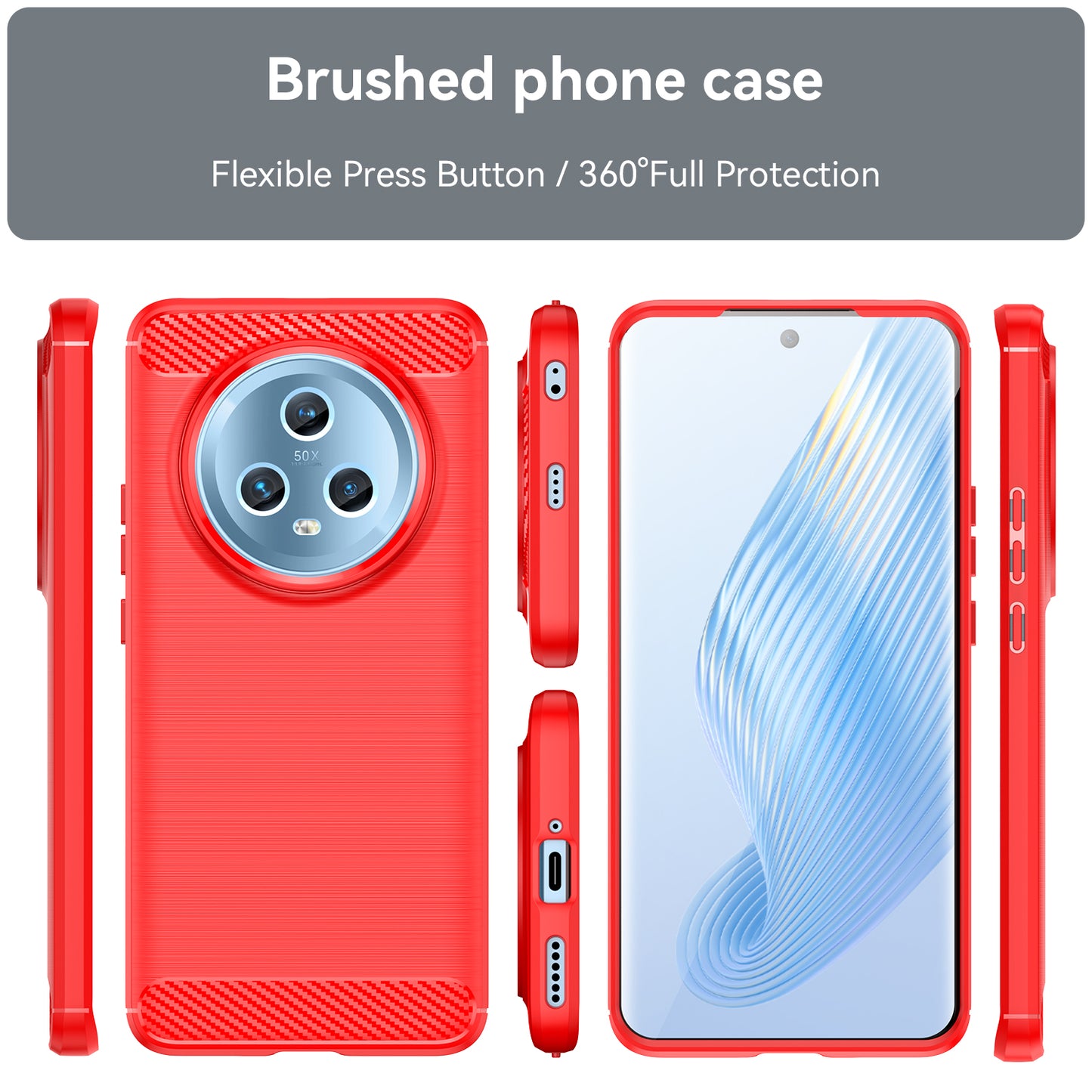 For Honor Magic5 TPU Phone Case Brushed Carbon Fiber Texture Protective Phone Cover