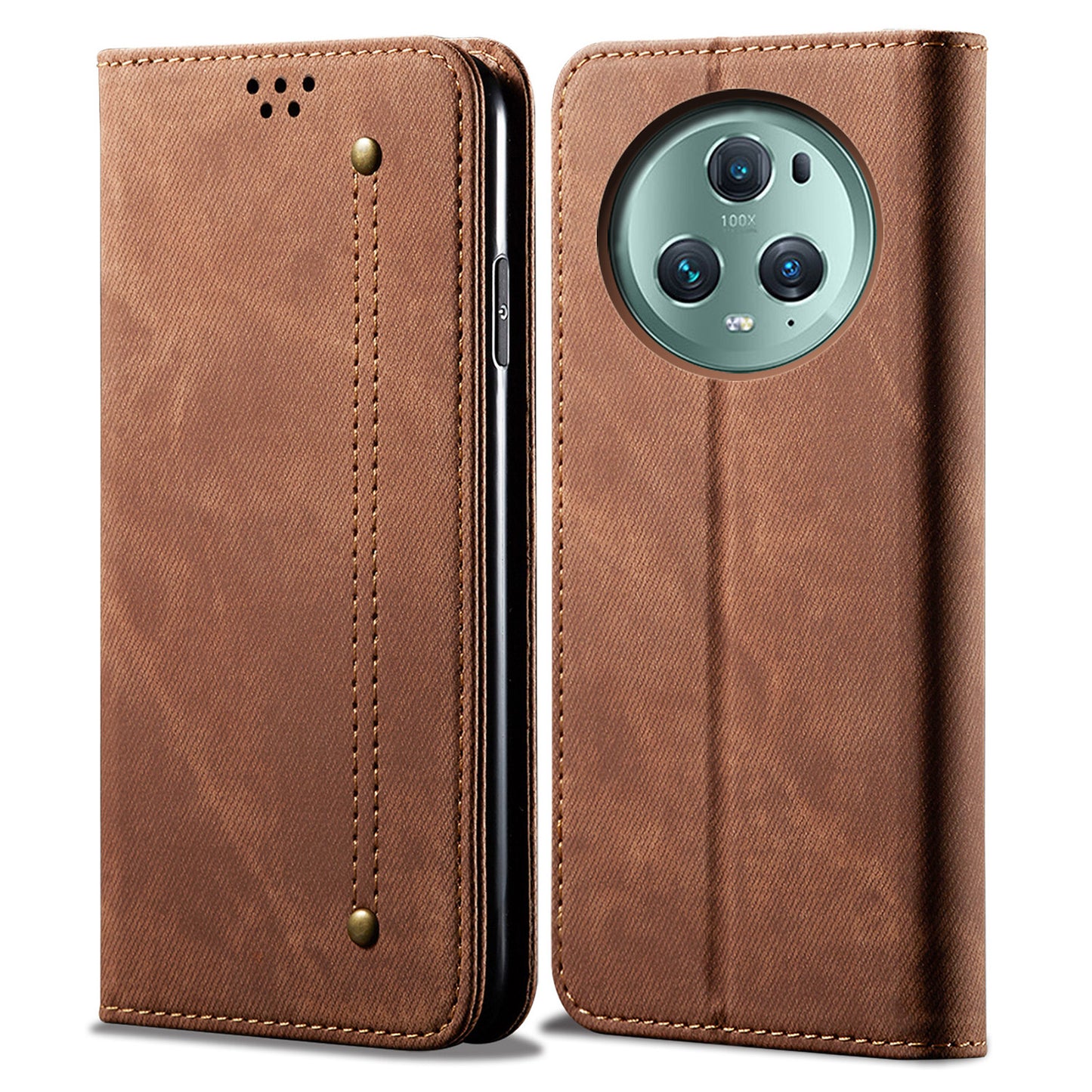 For Honor Magic5 Pro Wallet Function Jeans Cloth Texture Phone Case PU Leather Stand Phone Cover Shell