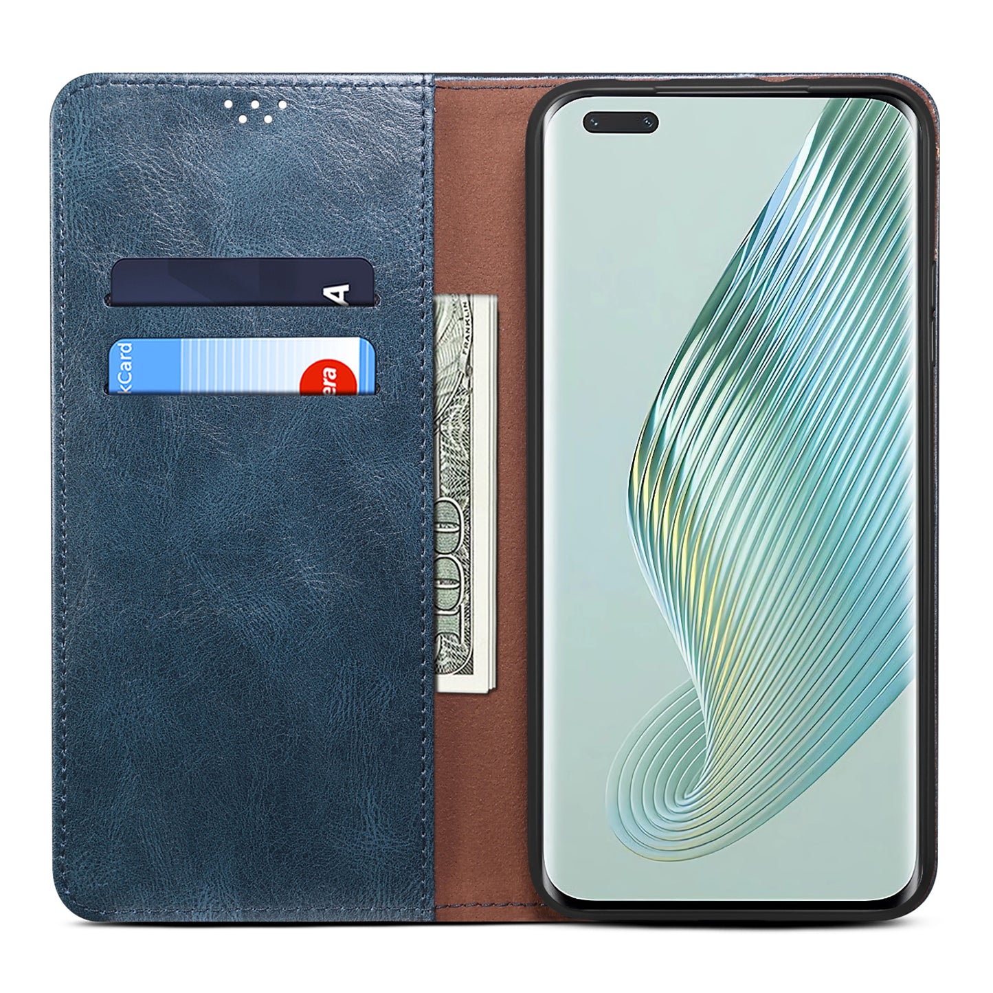 For Honor Magic5 Pro Anti-Scratch Phone Case Waxy Crazy Horse Texture Stand Wallet Leather Phone Cover