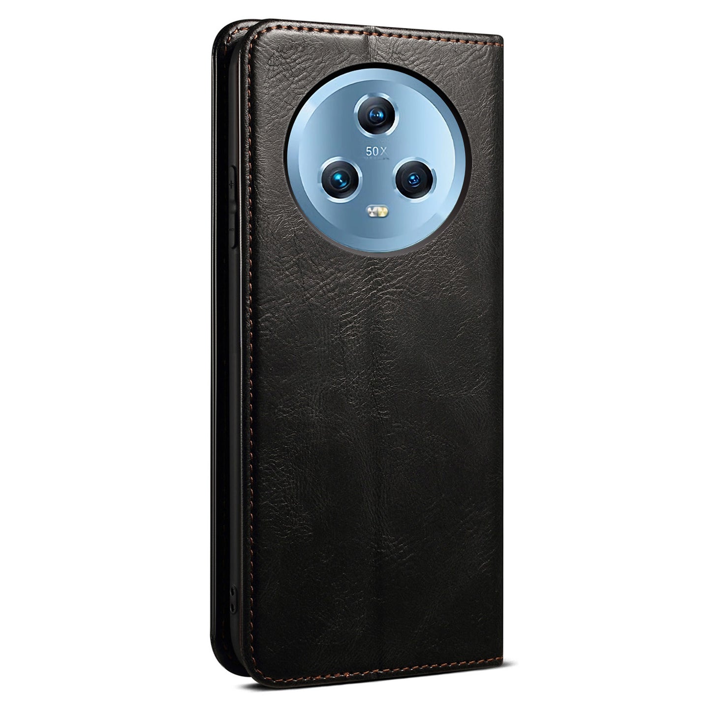 For Honor Magic5 Stand Wallet Leather Cell Phone Cover Waxy Crazy Horse Texture Mobile Phone Case