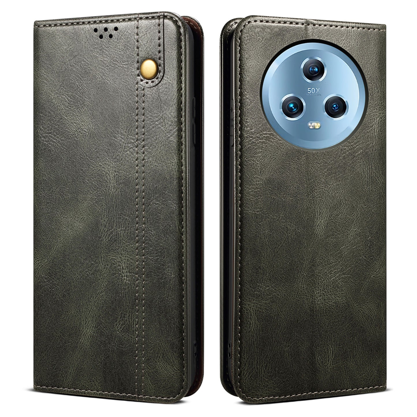 For Honor Magic5 Stand Wallet Leather Cell Phone Cover Waxy Crazy Horse Texture Mobile Phone Case