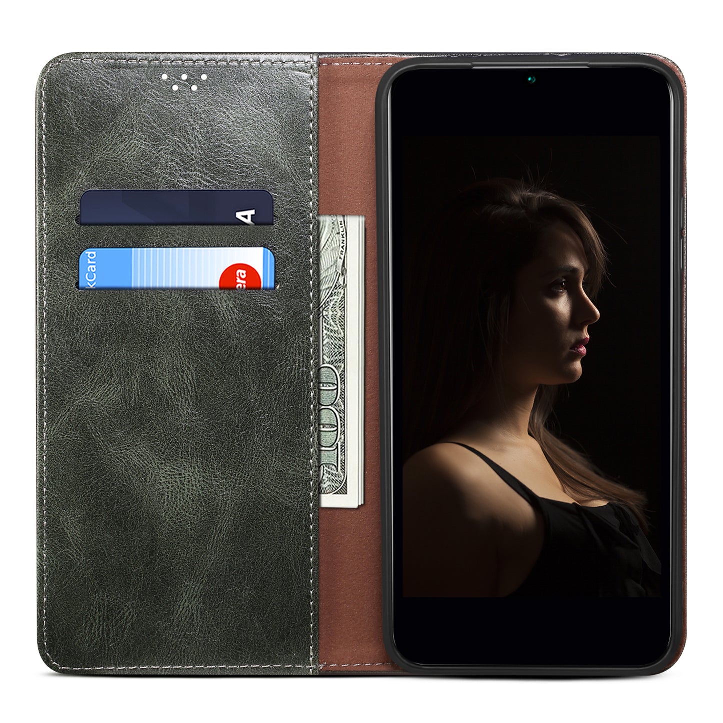 For Honor Magic5 Stand Wallet Leather Cell Phone Cover Waxy Crazy Horse Texture Mobile Phone Case