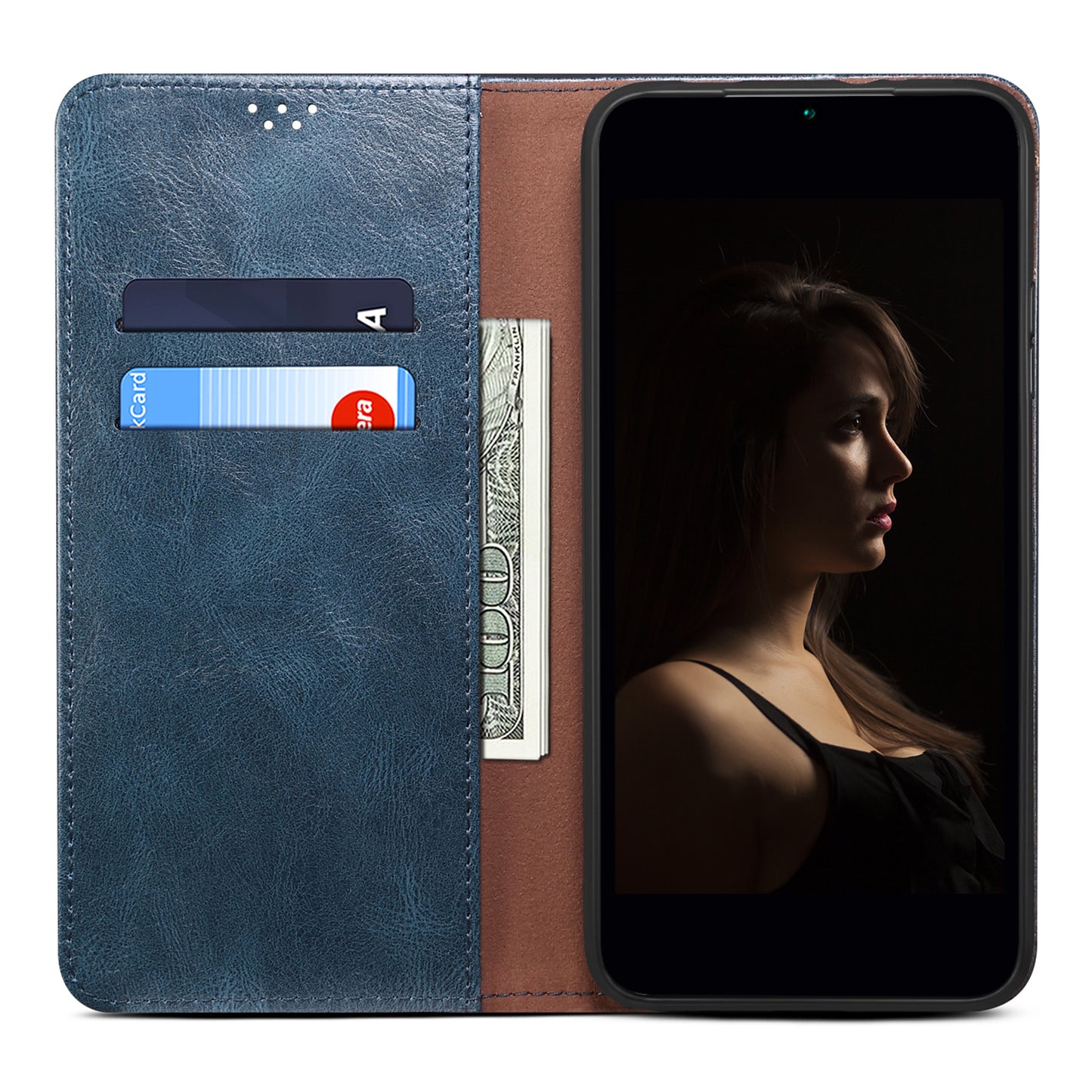 For Huawei P60 Pro / P60 Phone Case Waxy Crazy Horse Texture Stand Wallet Leather Cell Phone Cover