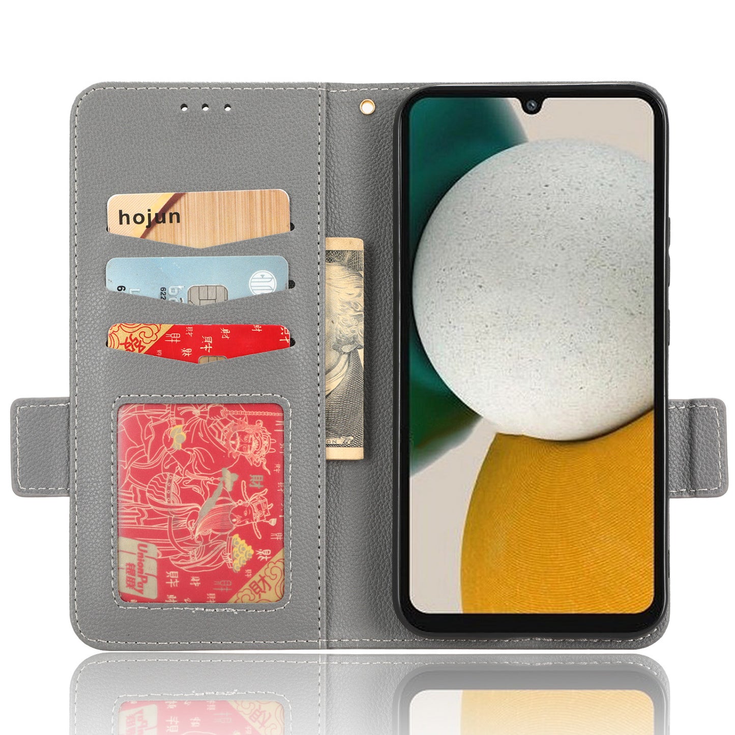 For Samsung Galaxy M14 5G Dual Magnetic Clasp Cover Wallet Stand Litchi Texture PU Leather+TPU Phone Case