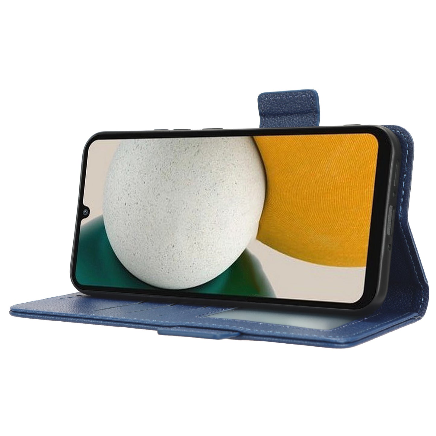 For Samsung Galaxy M14 5G Dual Magnetic Clasp Cover Wallet Stand Litchi Texture PU Leather+TPU Phone Case
