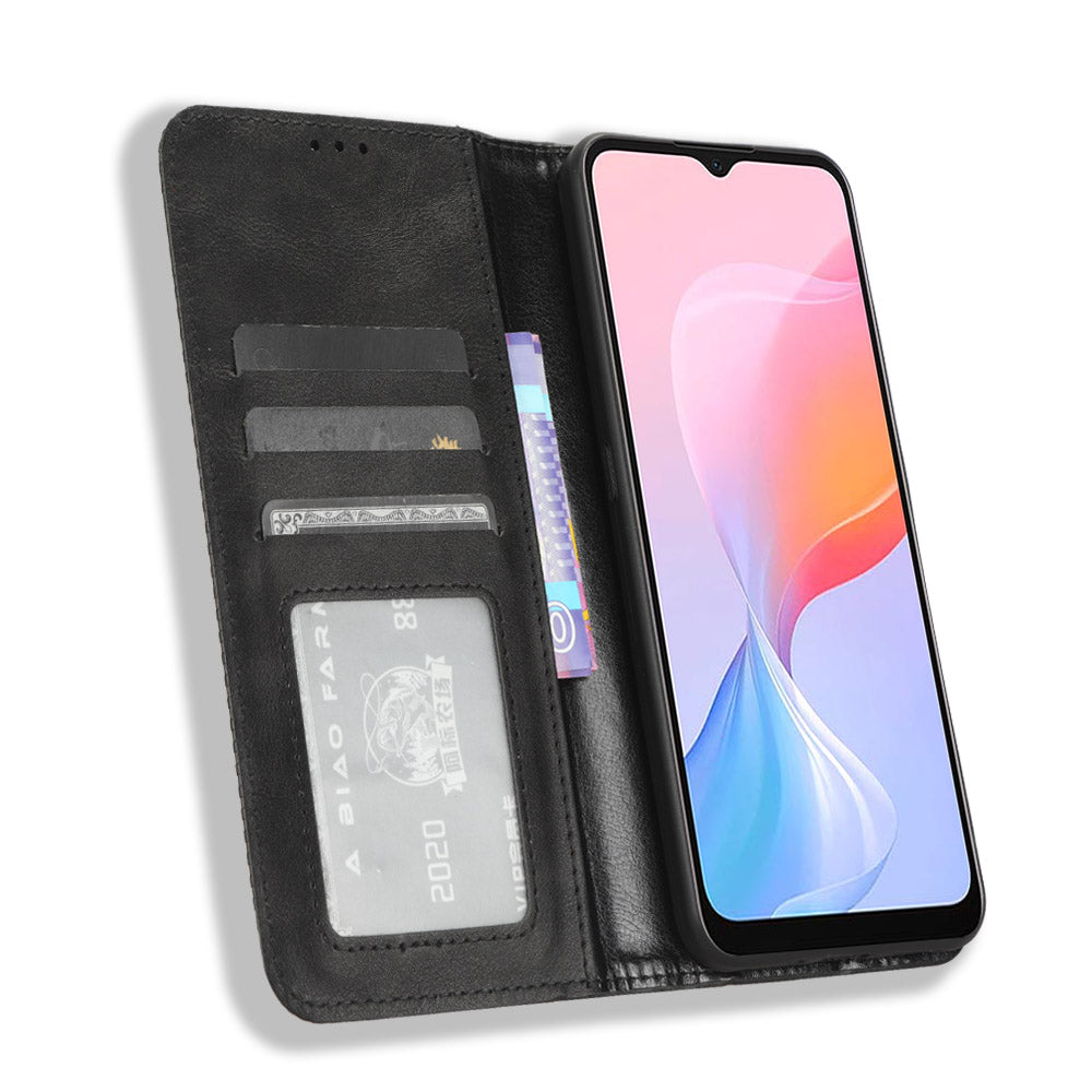 For Blackview A85 Anti-Dust PU Leather Wallet Cell Phone Case Retro Texture Phone Stand Cover