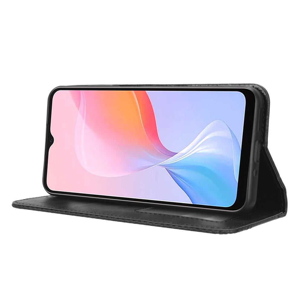 For Blackview A85 Anti-Dust PU Leather Wallet Cell Phone Case Retro Texture Phone Stand Cover