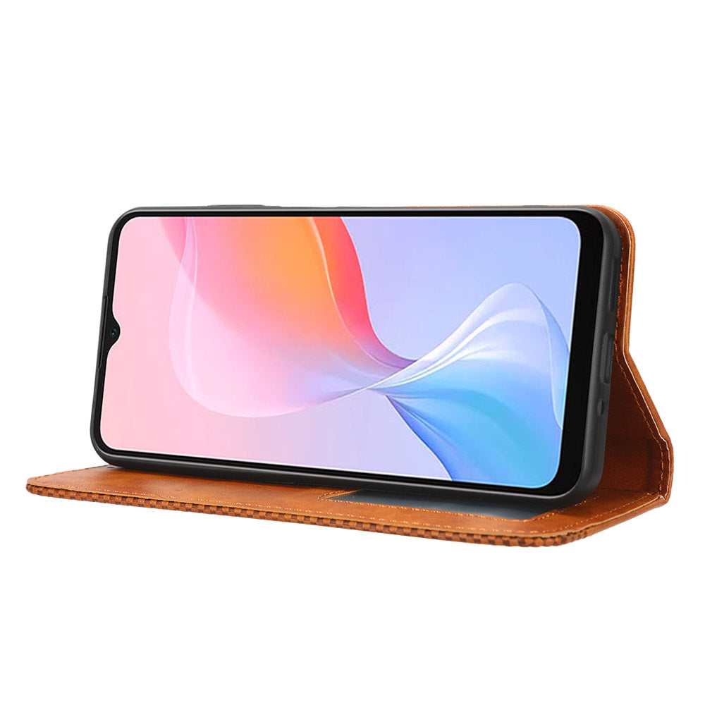 For Blackview A85 Anti-Dust PU Leather Wallet Cell Phone Case Retro Texture Phone Stand Cover