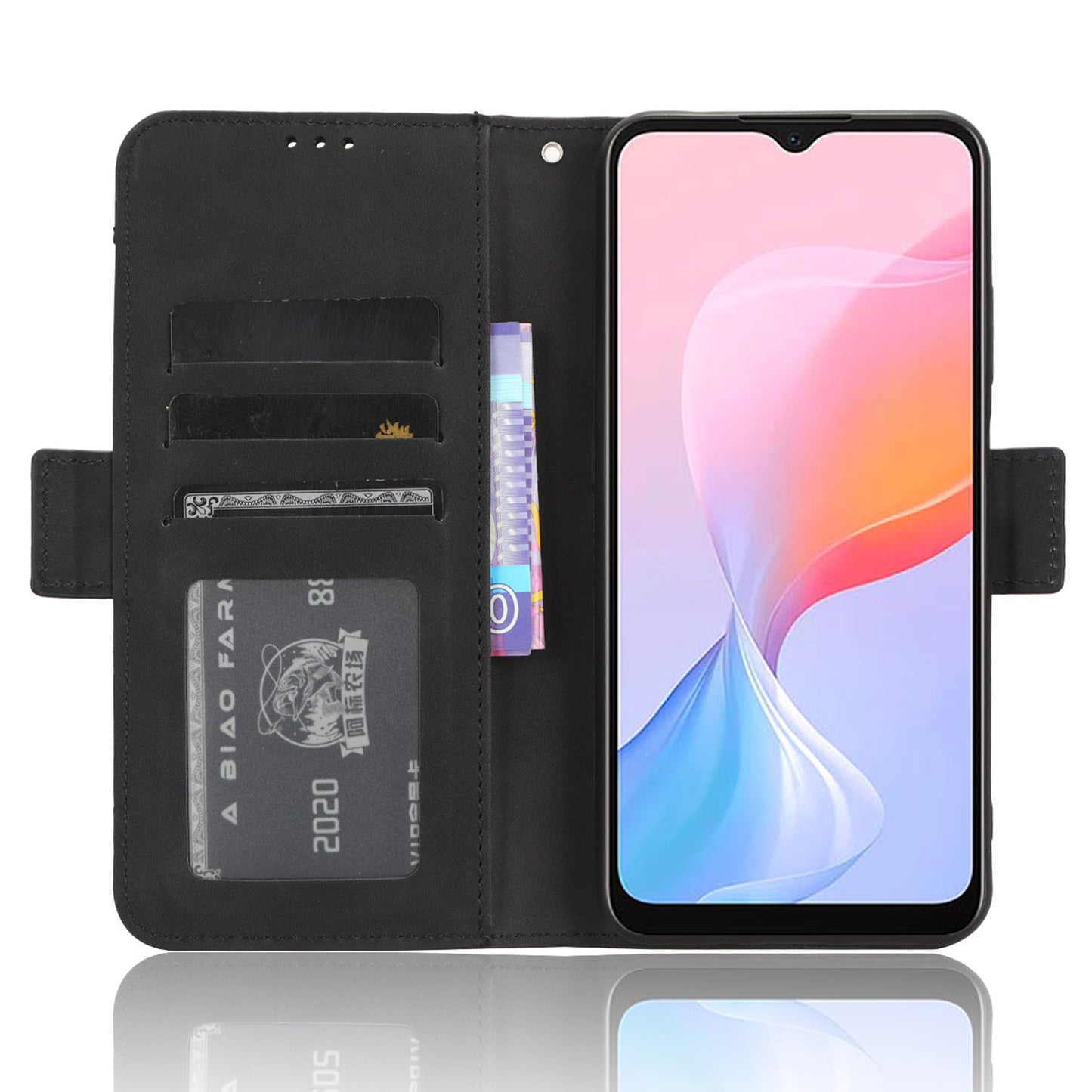 For Blackview A85 Mobile Phone Leather Case Multiple Card Slots Phone Cover with Wallet Stand