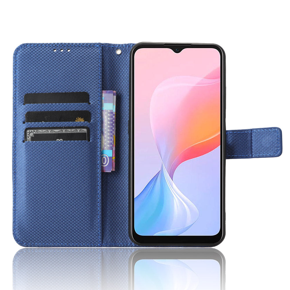 For Blackview A85 Diamond Texture Mobile Phone Cover PU Leather Wallet Stand Phone Case