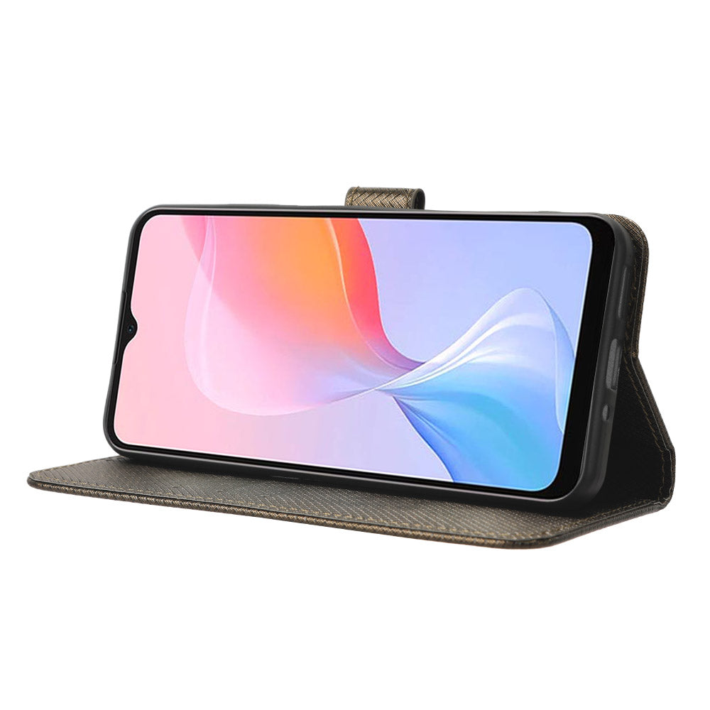 For Blackview A85 Diamond Texture Mobile Phone Cover PU Leather Wallet Stand Phone Case