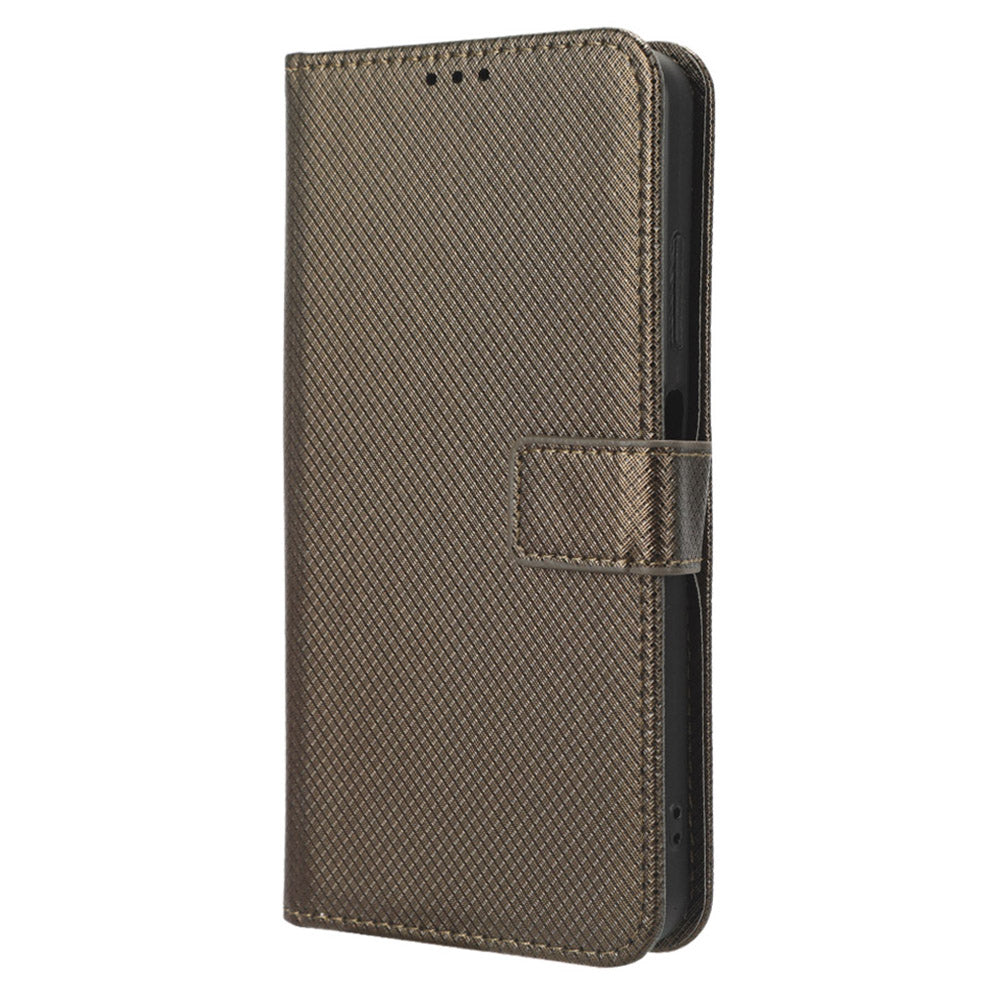 For Blackview A85 Diamond Texture Mobile Phone Cover PU Leather Wallet Stand Phone Case