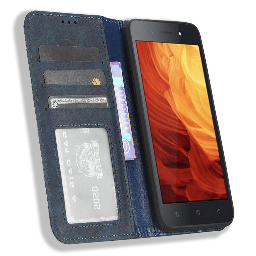 For Itel A18 Wallet Phone Case Retro PU Leather TPU Phone Cover with Stand