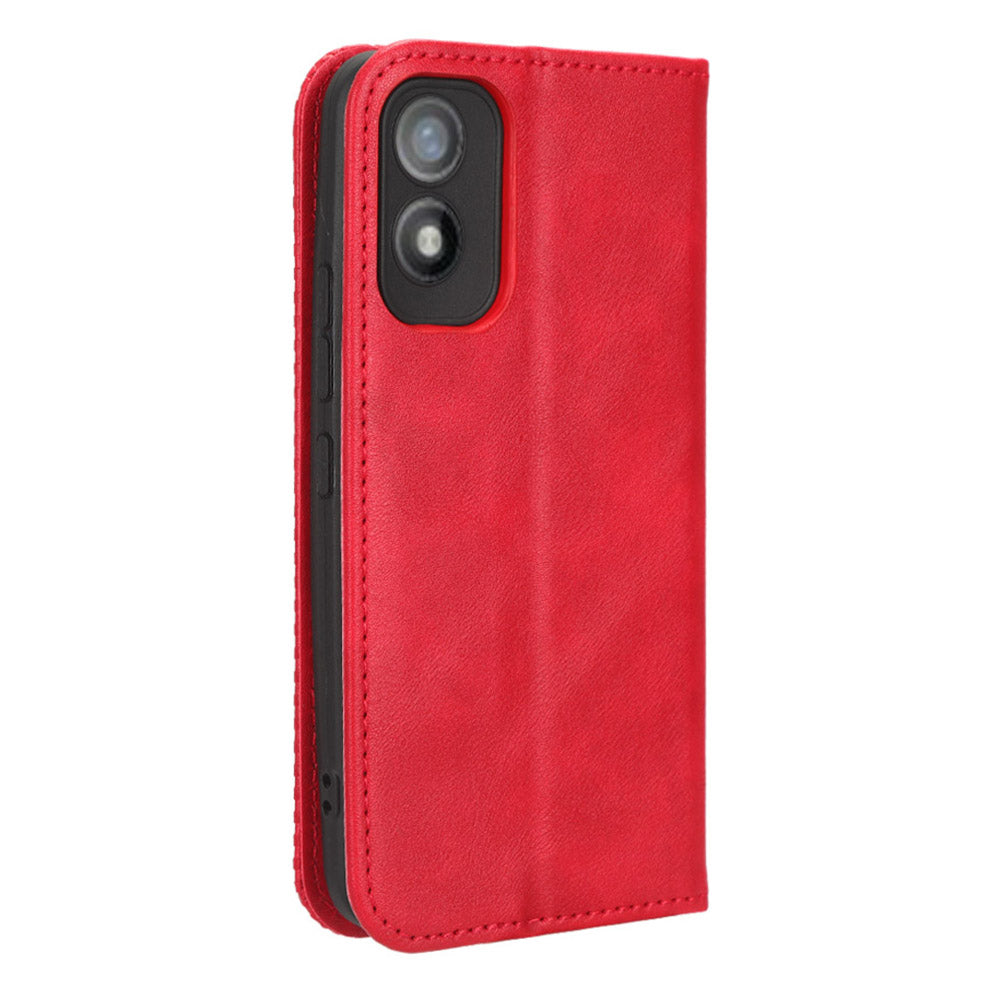For Itel A18 Wallet Phone Case Retro PU Leather TPU Phone Cover with Stand