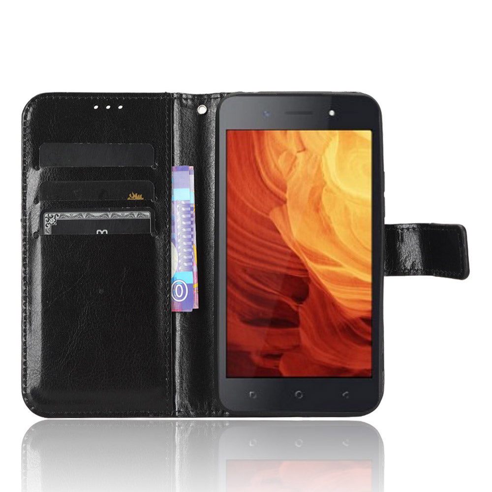 For Itel A18 Crazy Horse Texture Wallet Case PU Leather Stand Folio Flip Phone Cover