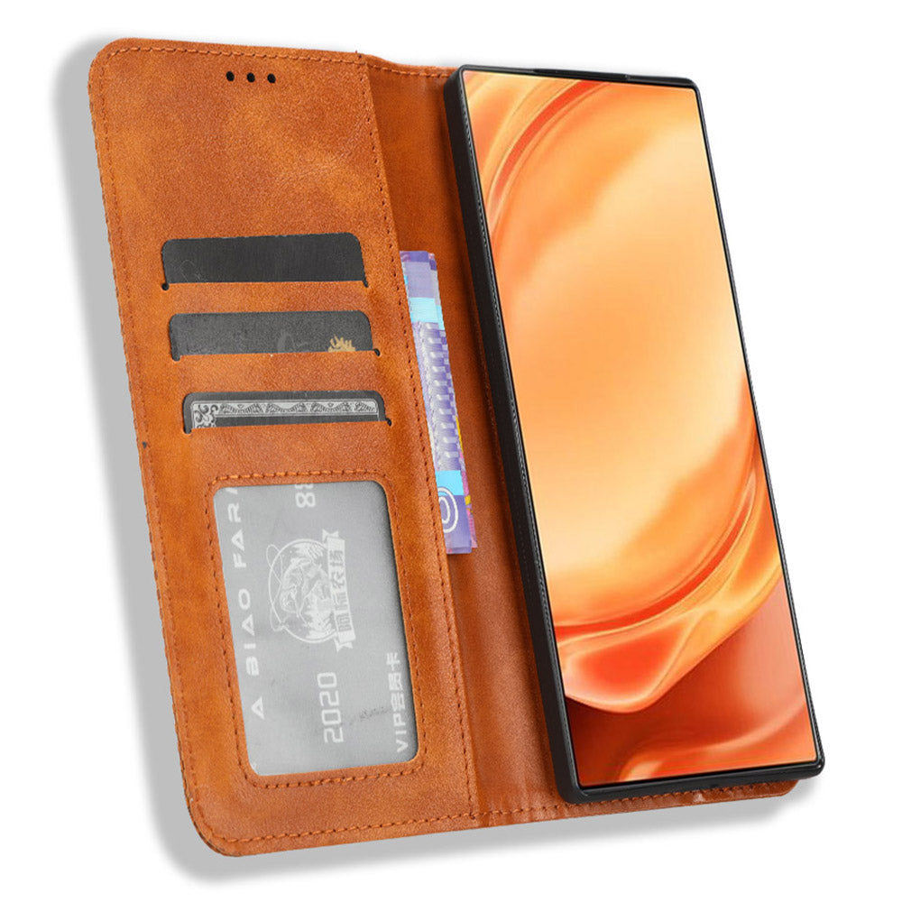 For ZTE nubia Z50 Ultra Anti-Drop Wallet Case Retro PU Leather Folio Flip Phone Cover with Stand