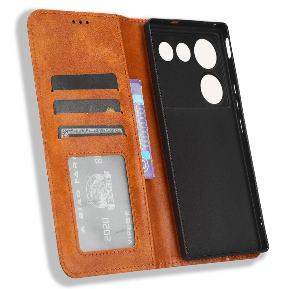 For ZTE nubia Z50 Ultra Anti-Drop Wallet Case Retro PU Leather Folio Flip Phone Cover with Stand