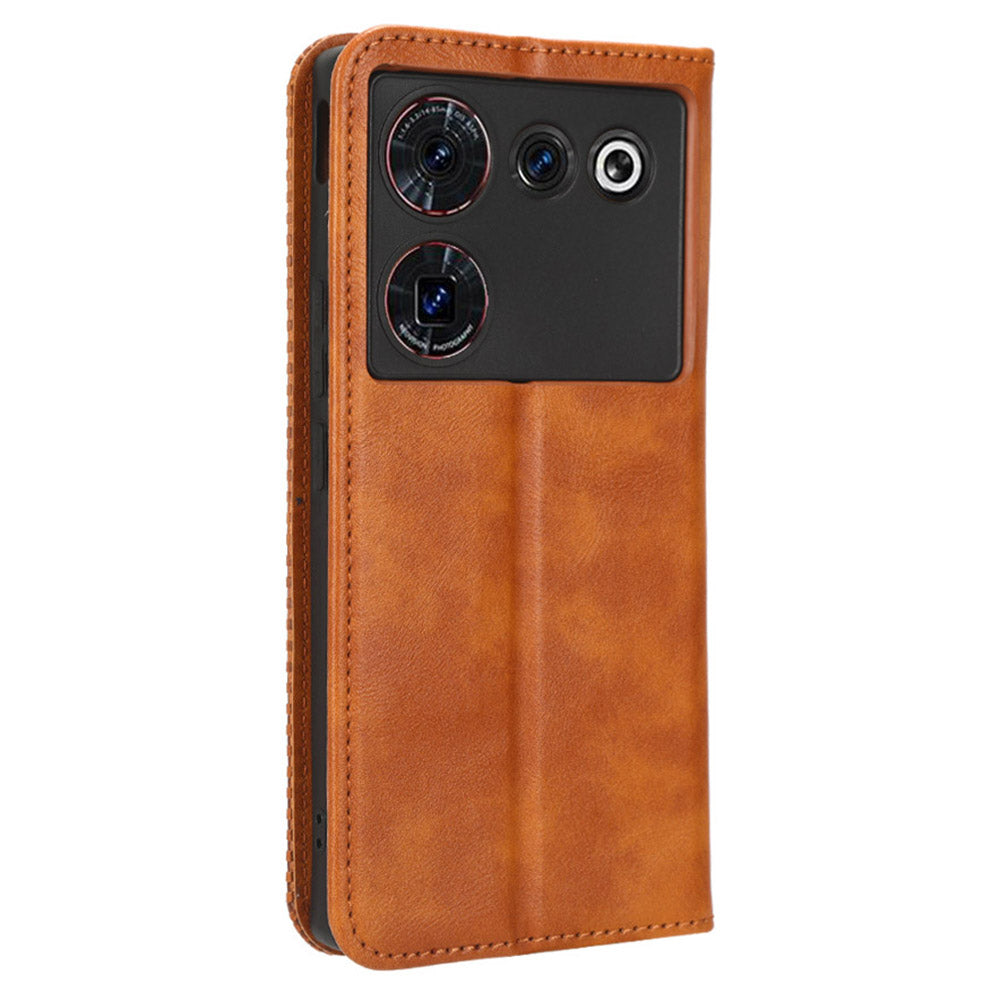 For ZTE nubia Z50 Ultra Anti-Drop Wallet Case Retro PU Leather Folio Flip Phone Cover with Stand