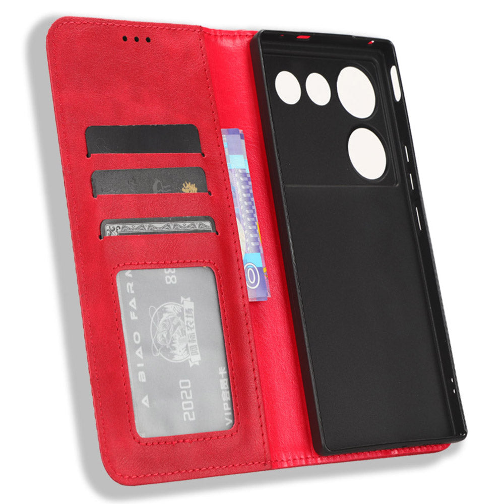 For ZTE nubia Z50 Ultra Anti-Drop Wallet Case Retro PU Leather Folio Flip Phone Cover with Stand