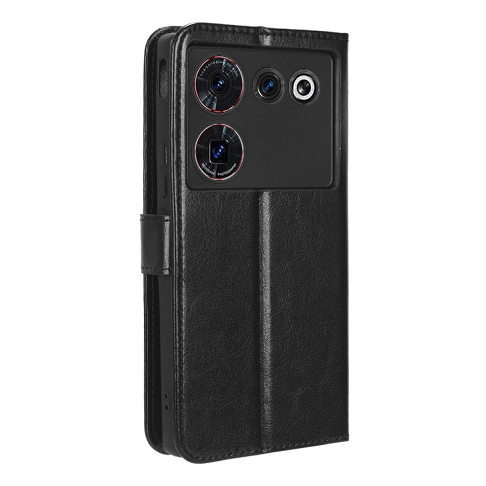 For ZTE nubia Z50 Ultra Wallet Phone Case Crazy Horse Texture PU Leather Folio Flip Cover with Stand