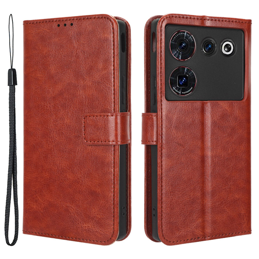 For ZTE nubia Z50 Ultra Wallet Phone Case Crazy Horse Texture PU Leather Folio Flip Cover with Stand