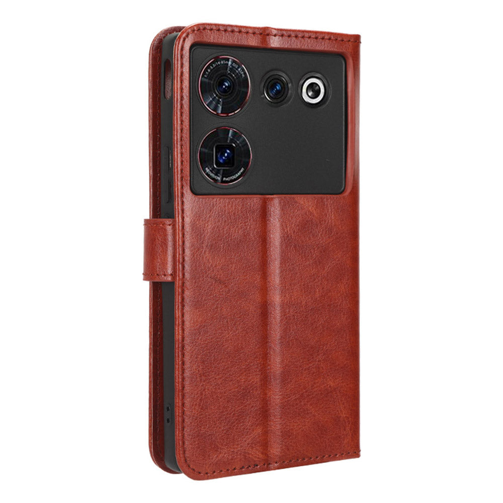 For ZTE nubia Z50 Ultra Wallet Phone Case Crazy Horse Texture PU Leather Folio Flip Cover with Stand