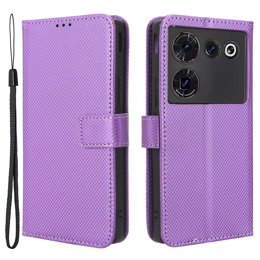 For ZTE nubia Z50 Ultra Wallet Phone Case Diamond Texture Mobile Phone Shell PU Leather Stand Cover