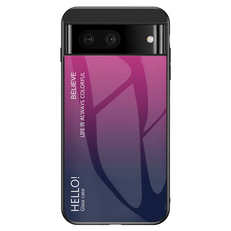 For Google Pixel 7a Tempered Glass+PC+TPU Gradient Phone Case Anti-drop Cover