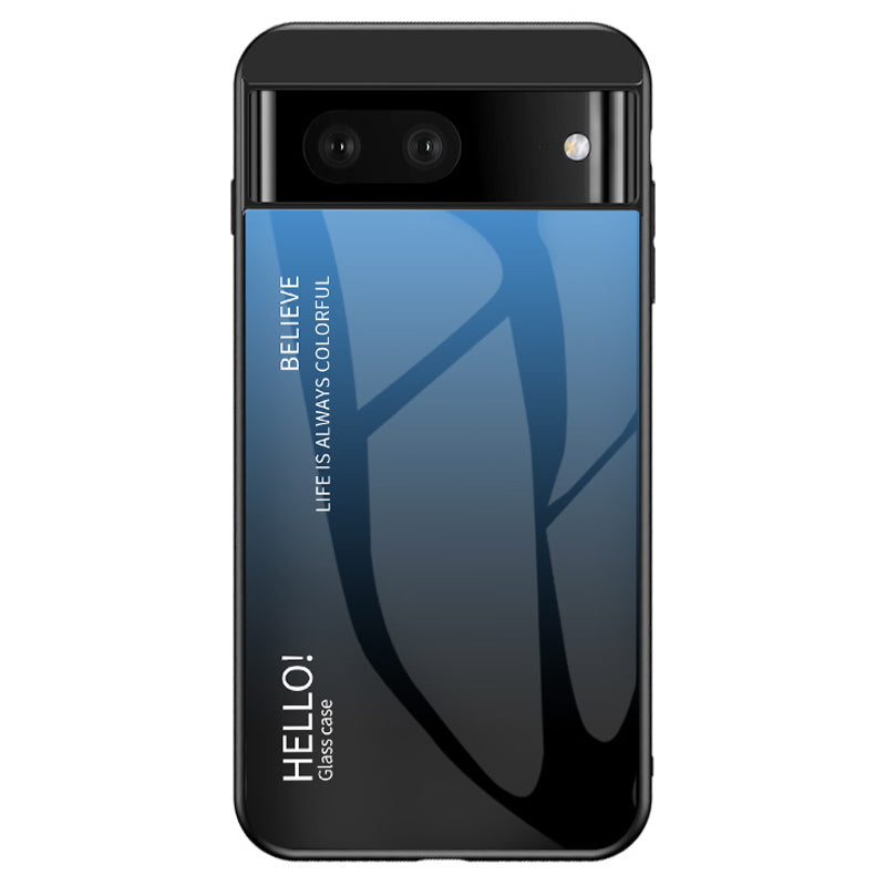 For Google Pixel 7a Tempered Glass+PC+TPU Gradient Phone Case Anti-drop Cover
