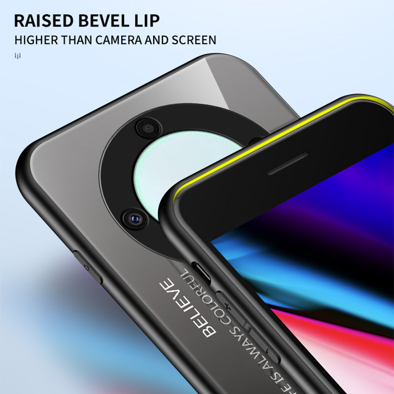 For Honor X9a 5G Tempered Glass+PC+TPU Phone Cover Gradient Color Smartphone Case