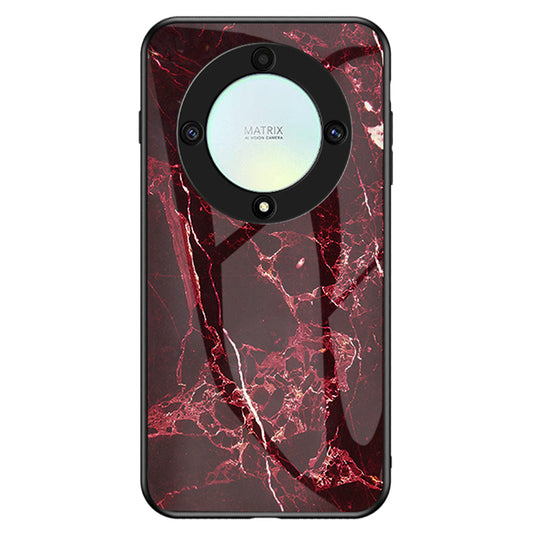 For Honor X9a 5G Phone Case Marble Pattern Anti-Scratch Tempered Glass + PC +TPU Cover