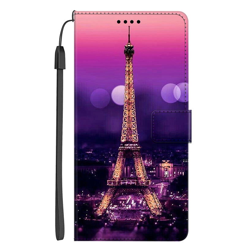 For Honor X9a 5G PU Leather Phone Case Pattern Printing Folding Stand Wallet Cover with Strap