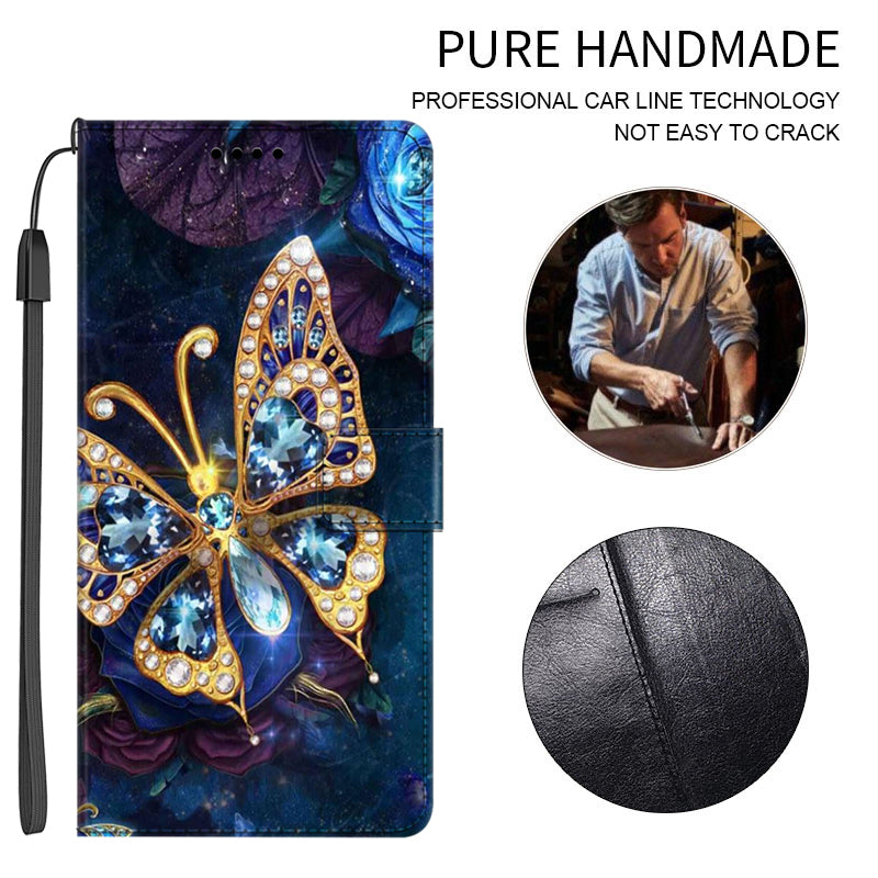 For Honor X9a 5G PU Leather Phone Case Pattern Printing Folding Stand Wallet Cover with Strap