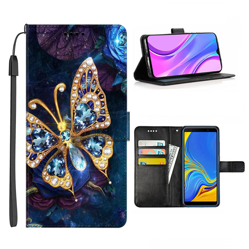For Honor X9a 5G PU Leather Phone Case Pattern Printing Folding Stand Wallet Cover with Strap