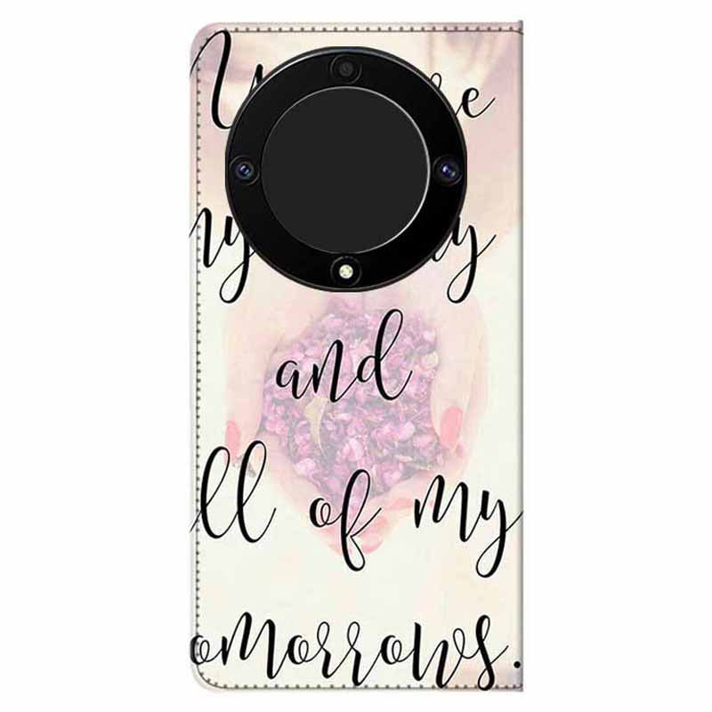 For Honor X9a 5G PU Leather Phone Case Pattern Printing Folding Stand Wallet Cover with Strap